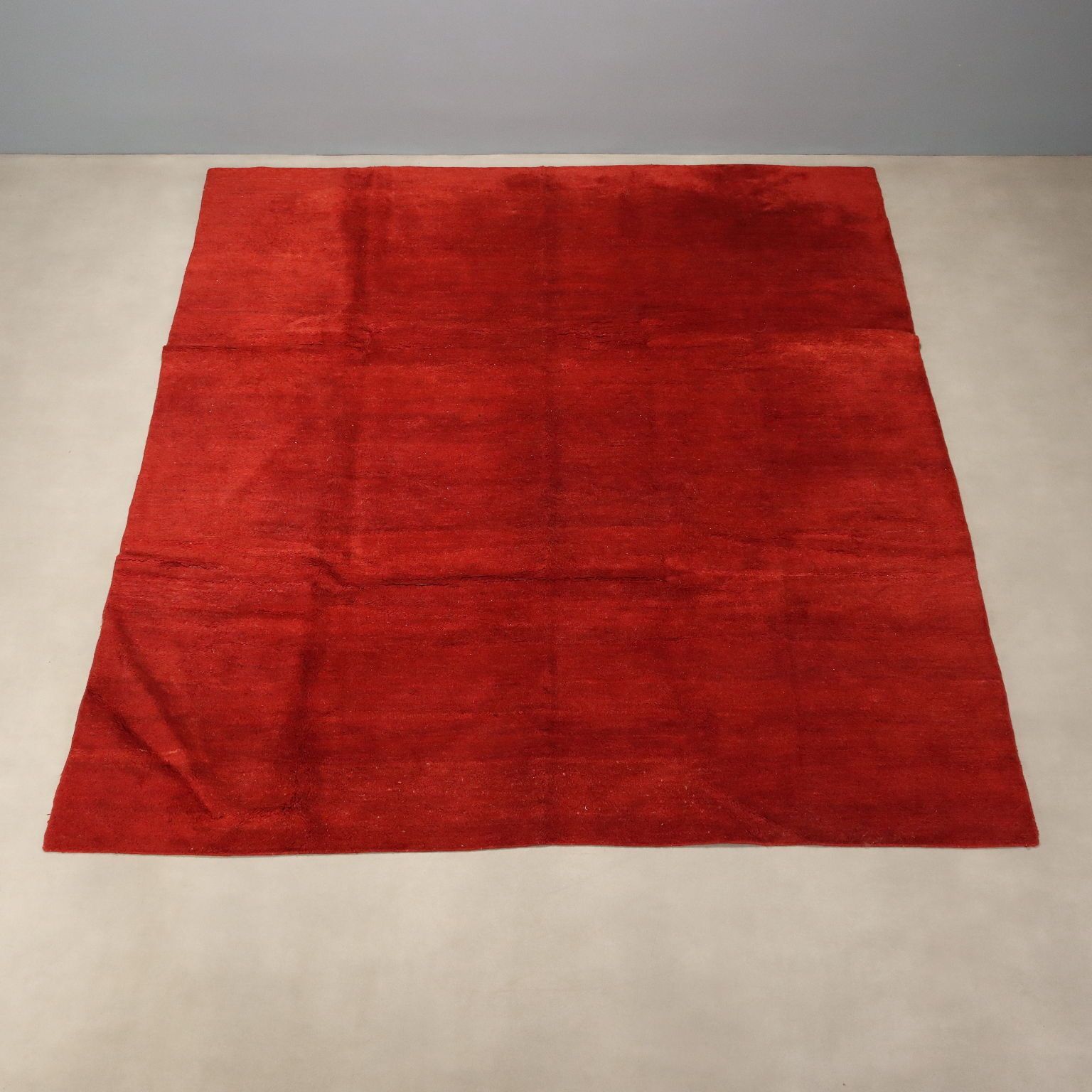 Tapis asiatique d'époque en laine, gros nœuds, fait main, 118 x 98 po photo for sale