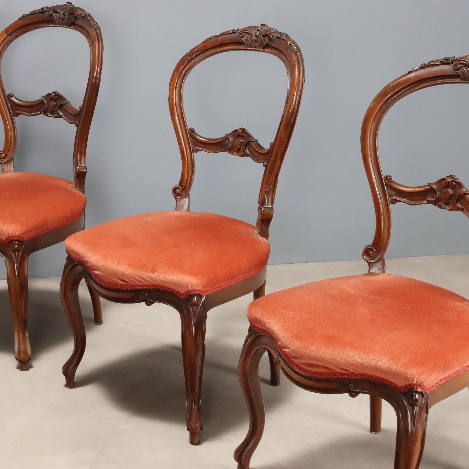 Louis Philippe Walnut Chairs With Floral Carvings photo Furniture