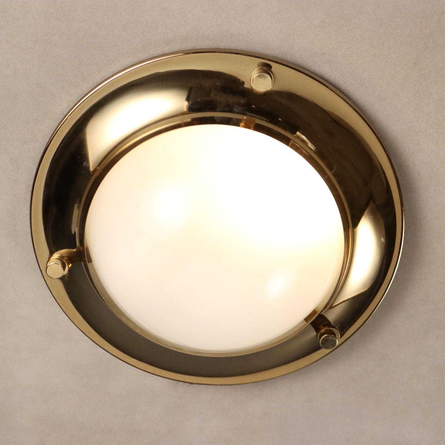 Vintage Wall Lamp Aluminium Brass Glass Design 1970s