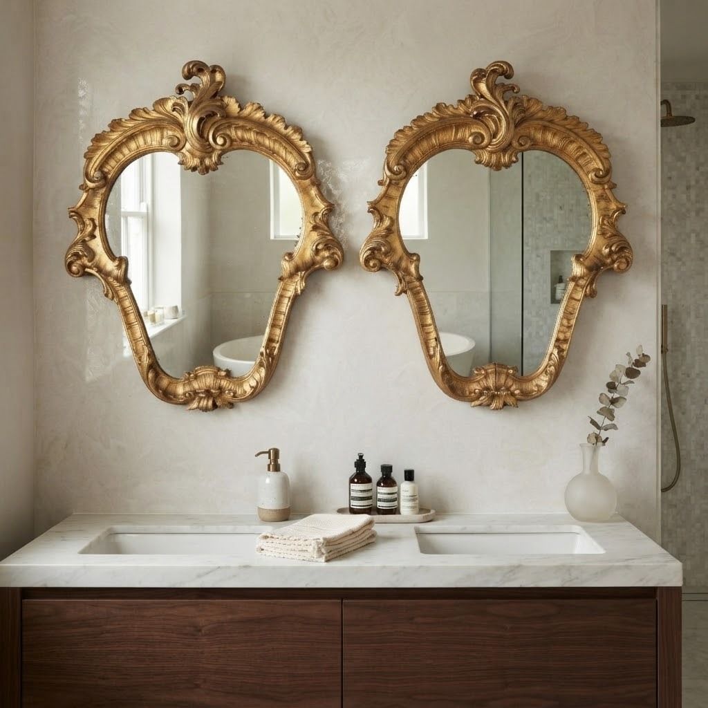 Antieke spiegels, Barokstijl, gesneden hout, Italië, 19e eeuw photo furniture
