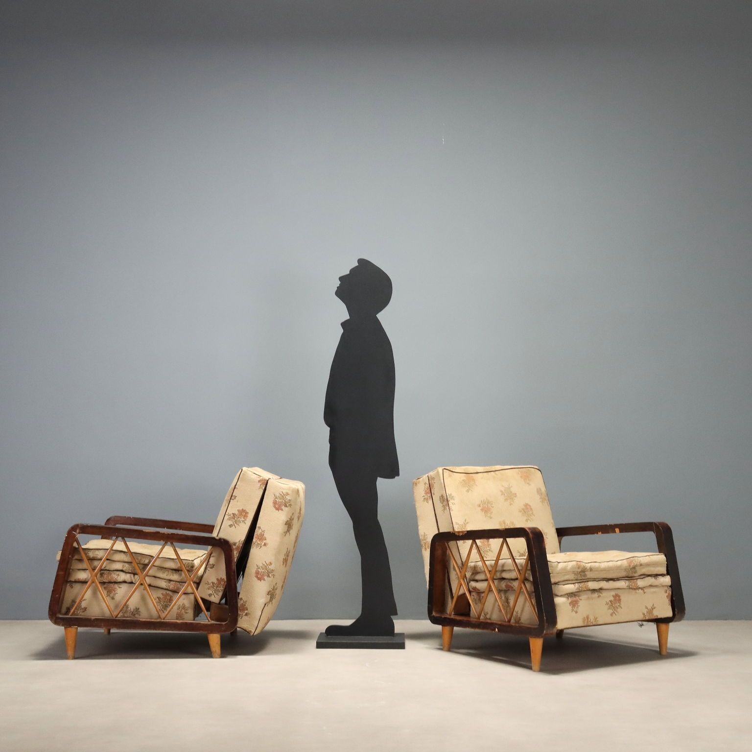 1940s 50s Armchairs With Wooden Armrests photo for sale