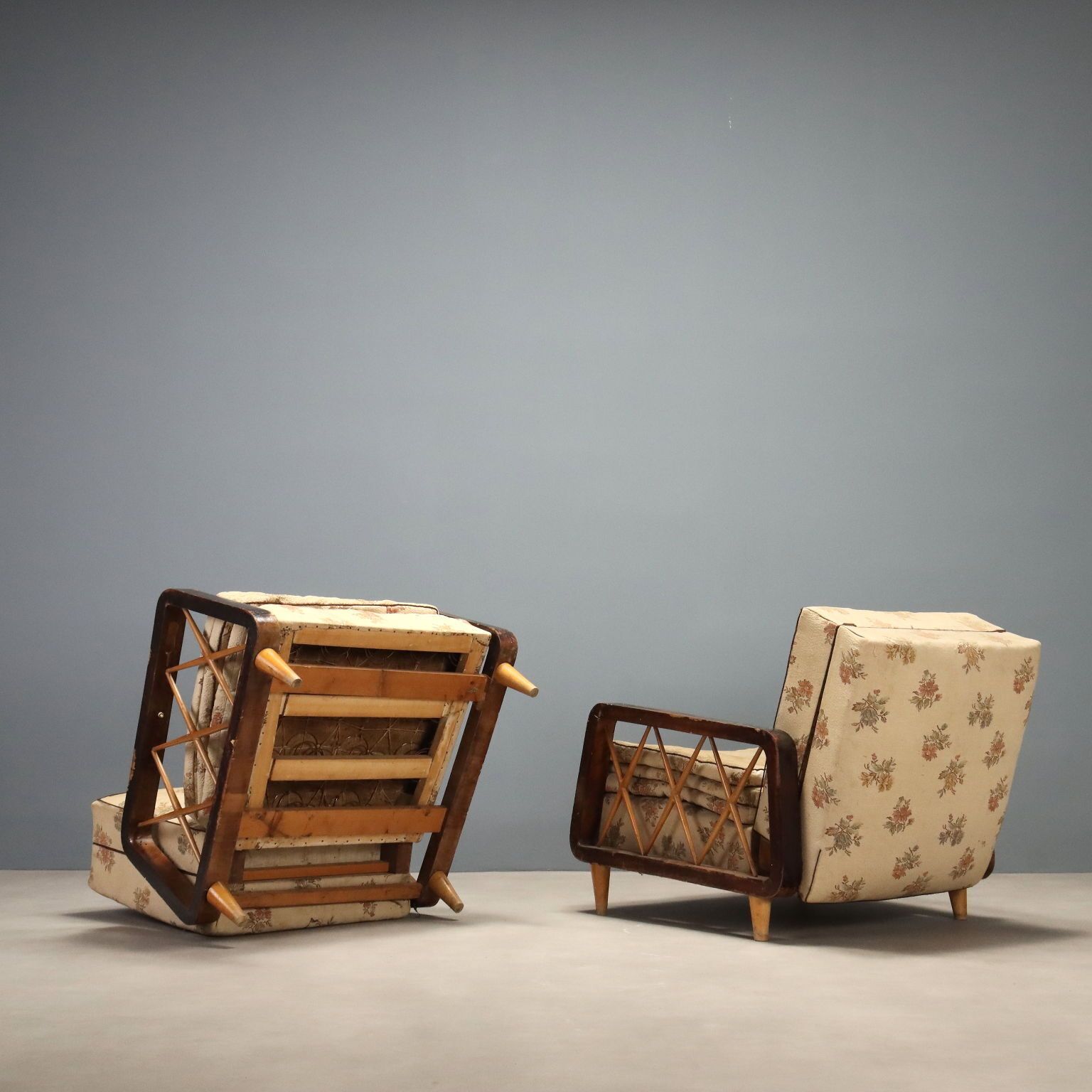 photo for sale 1940s 50s Armchairs With Wooden Armrests
