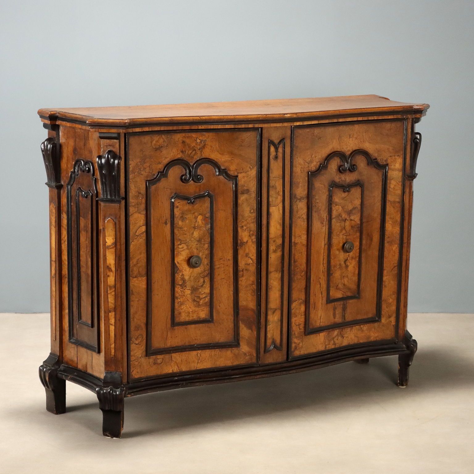 Antique Baroque Cupboard Walnut Fir Italy XVIII Century