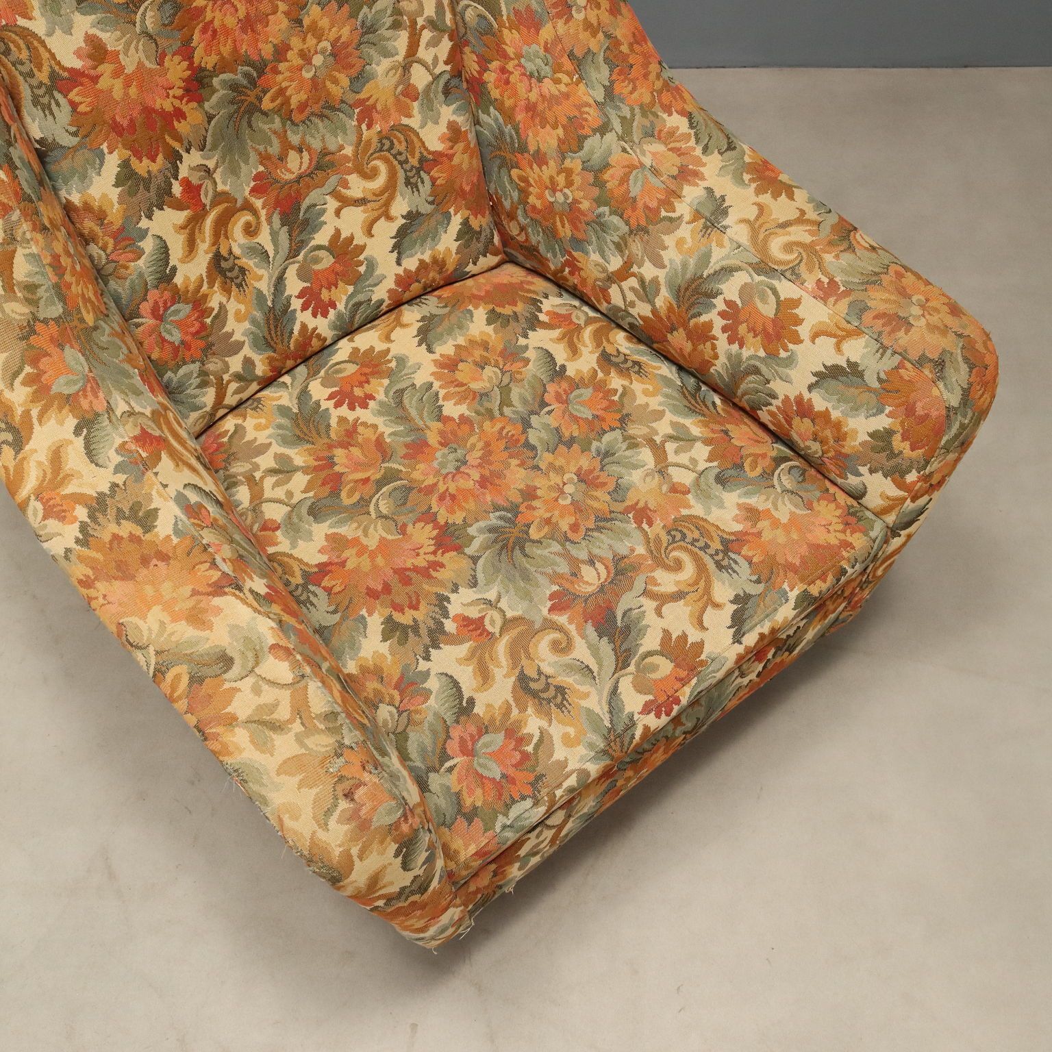 Fauteuils vintage en tissu et bois, design italien, années 1950 photo vintage