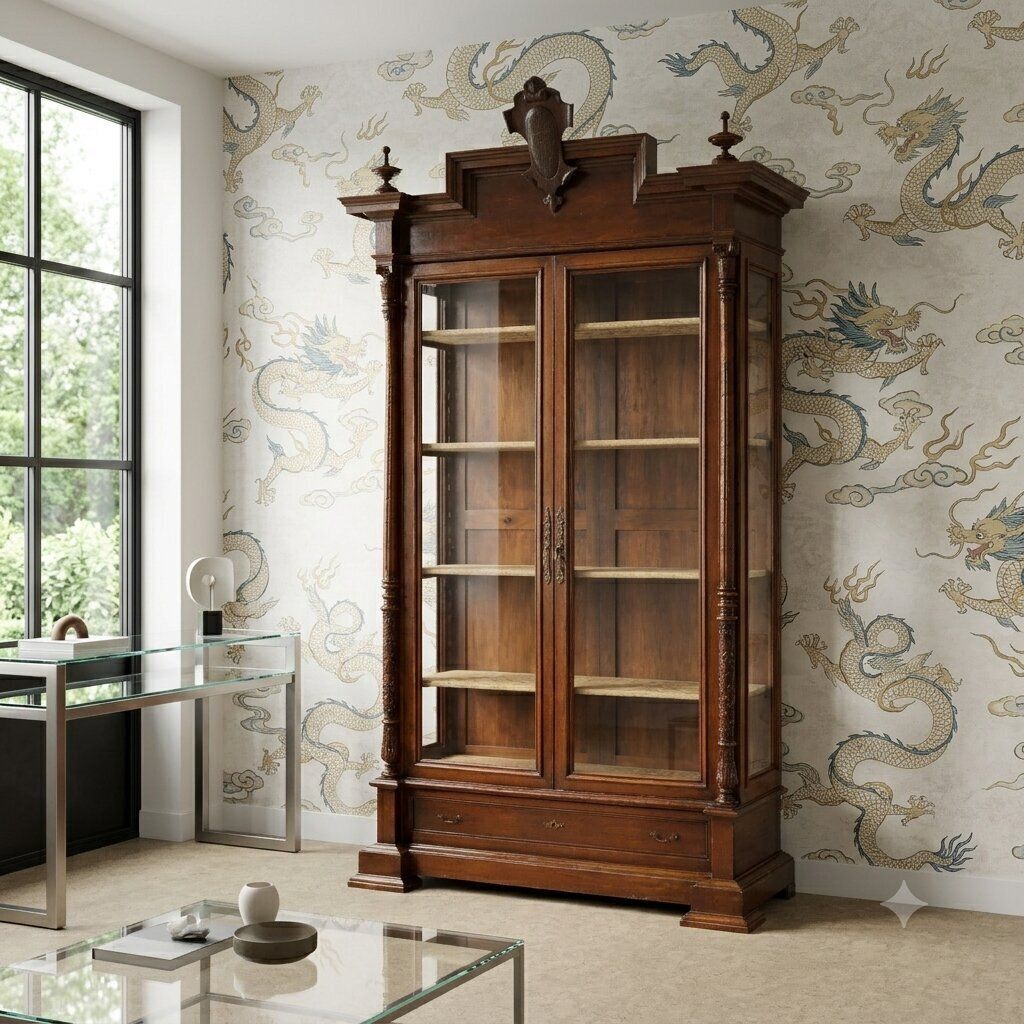 Walnoten vitrinekast met glazen deuren photo furniture