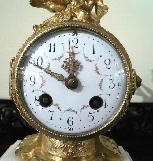 Lovely Little Marble And Ormolu Clock Garniture Of Very Petite Porportions photo furniture