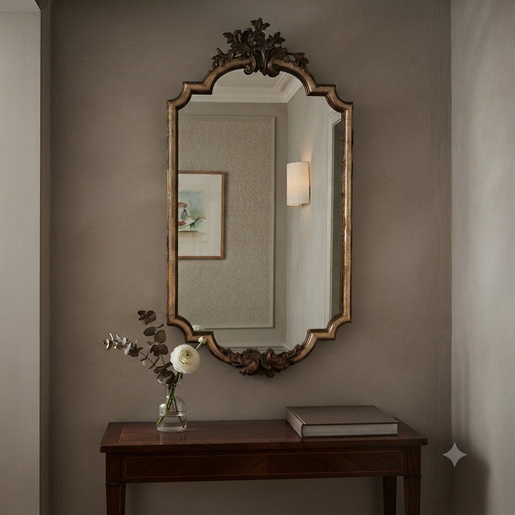 Antique Mirror Carved Lacquered Wood Italy XX Century photo furniture