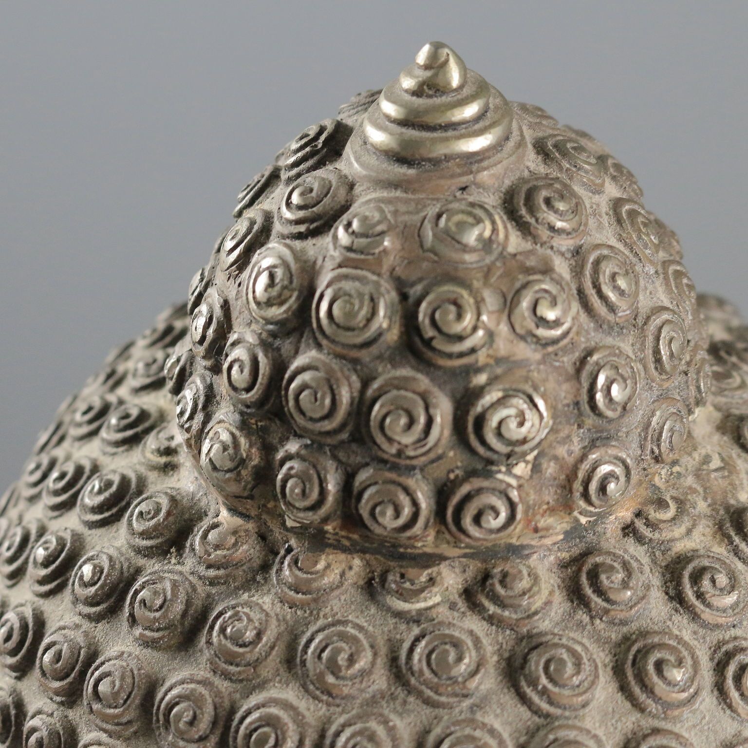 Antique Buddha Head Bronze Thailand XX Century photo vinterior