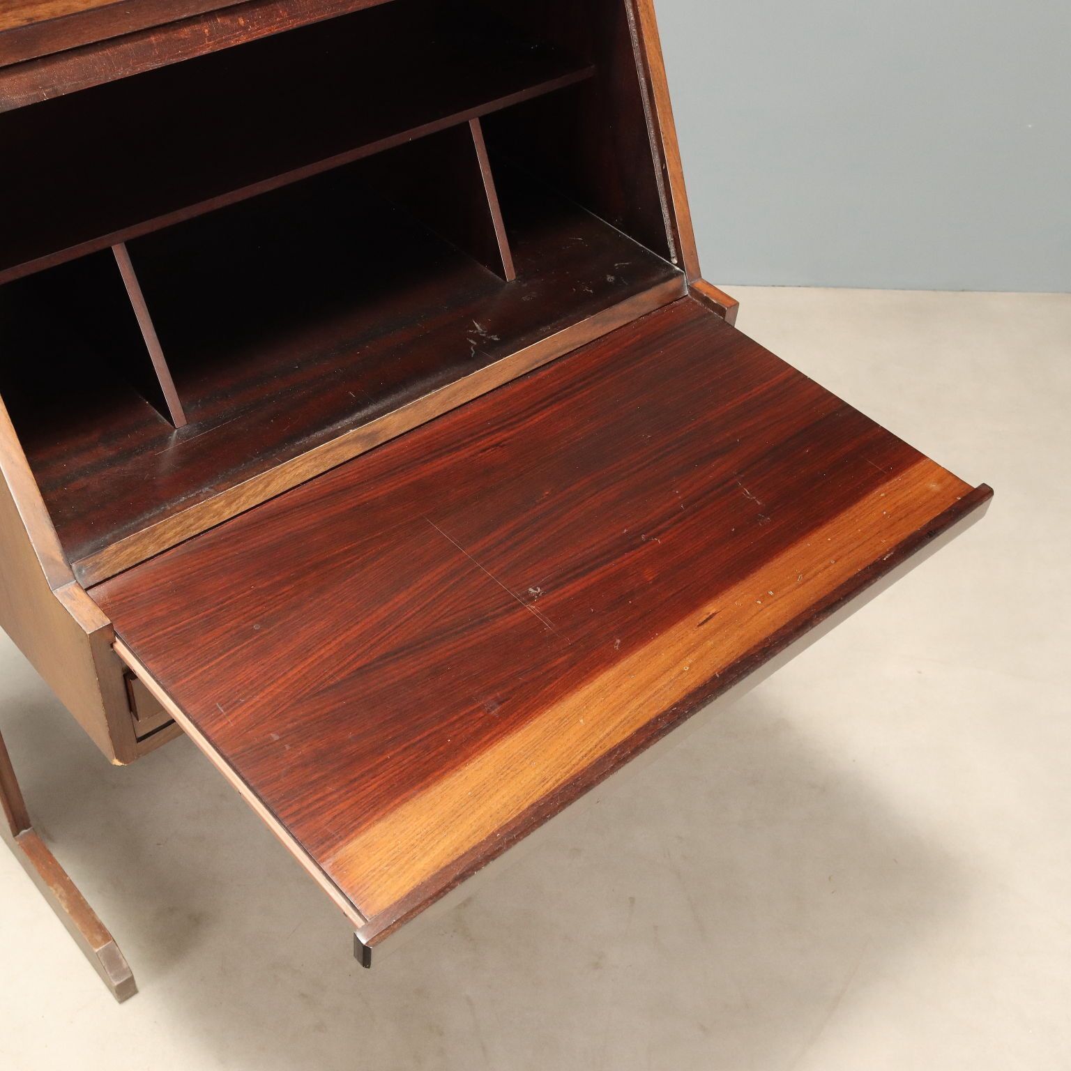 Vintage Roll Top Desk Exotic Wood Design Italy 1960s photo 970.0