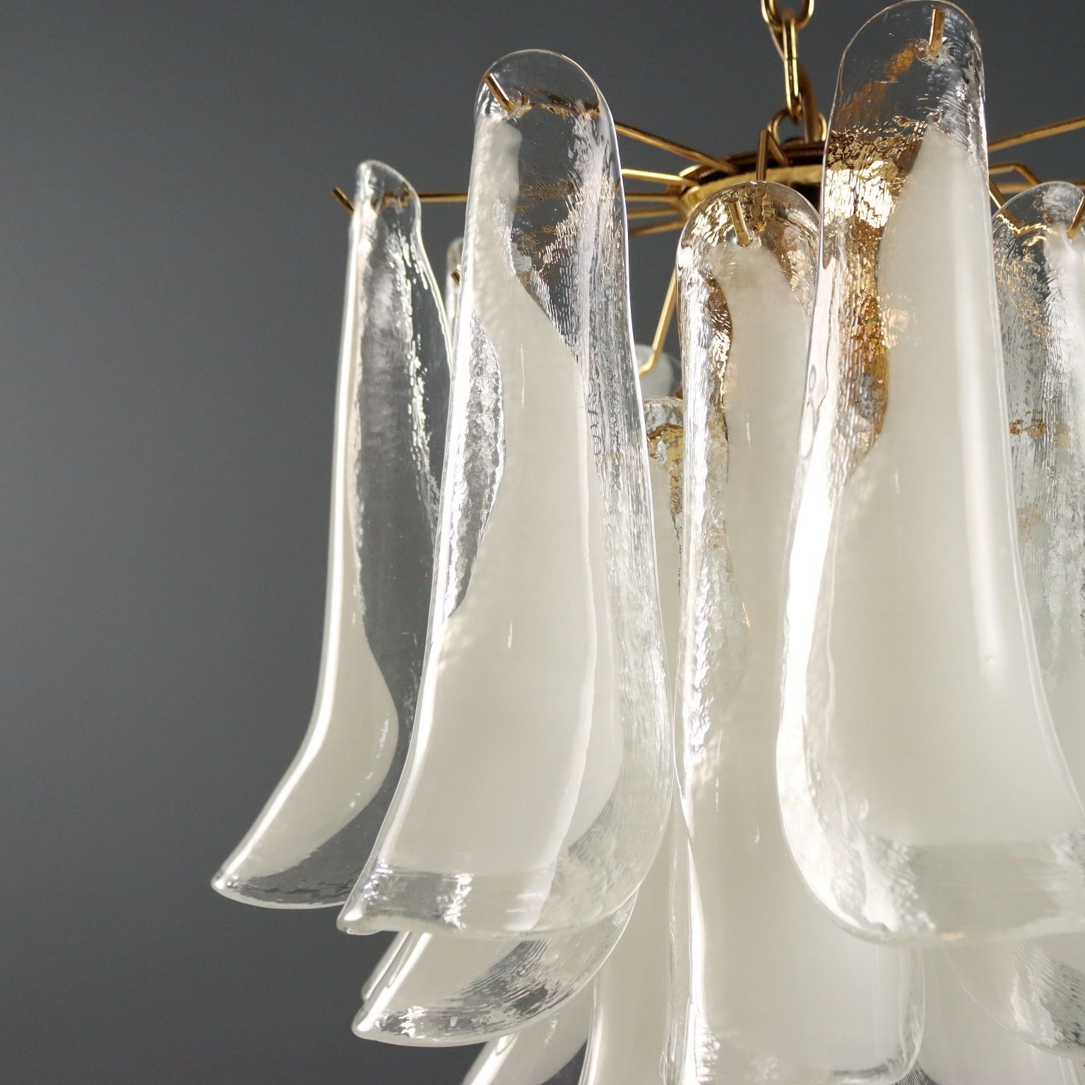 Vintage Chandelier Novaresi Milan Glass Brass Design Italy 1980s photo buy