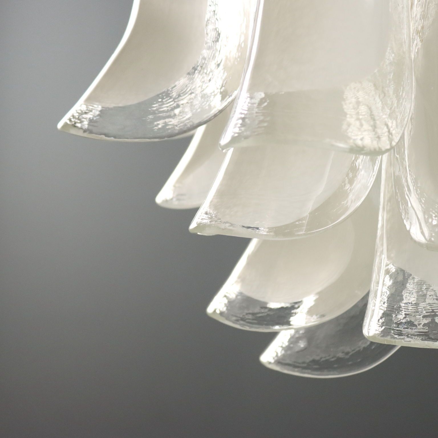 photo for sale Vintage Chandelier Novaresi Milan Glass Brass Design Italy 1980s
