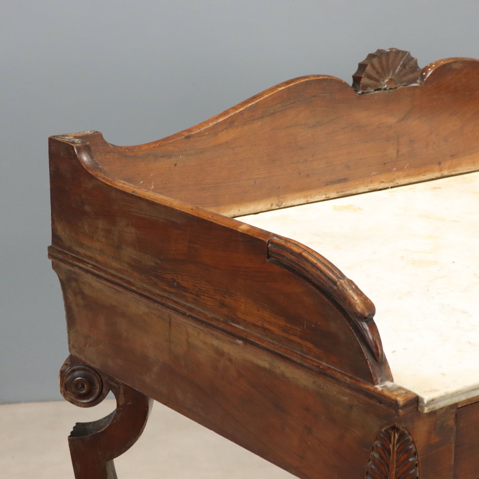 Antique Desk Empire Walnut Marble Top Italy XIX Century photo for sale