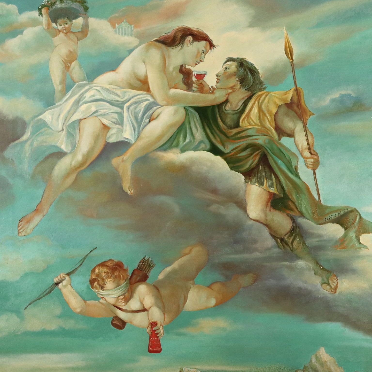 Eigentijds schilderij, gesigneerd A. Cappuccio, Homage To D. Campari 1987 photo for sale