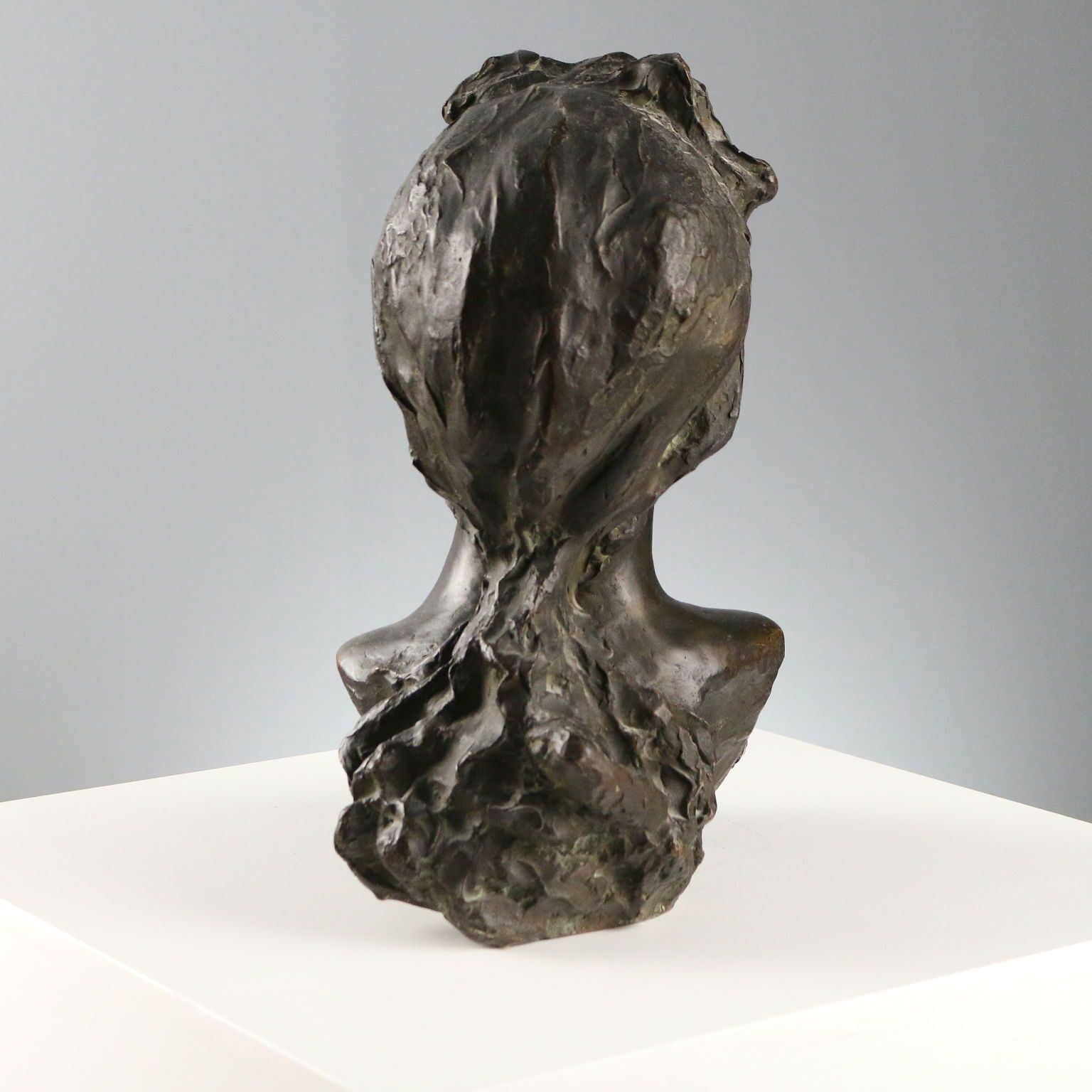 Antique Sculpture Young Woman's Face Bronze XIX XX Century photo Art