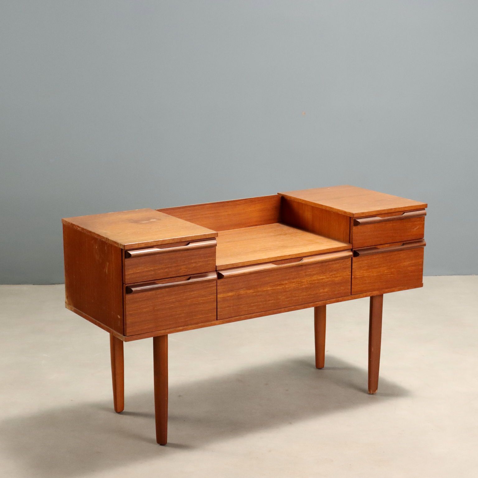 Vintage Vanity Table Teak With Drawers Design Italy 1960s