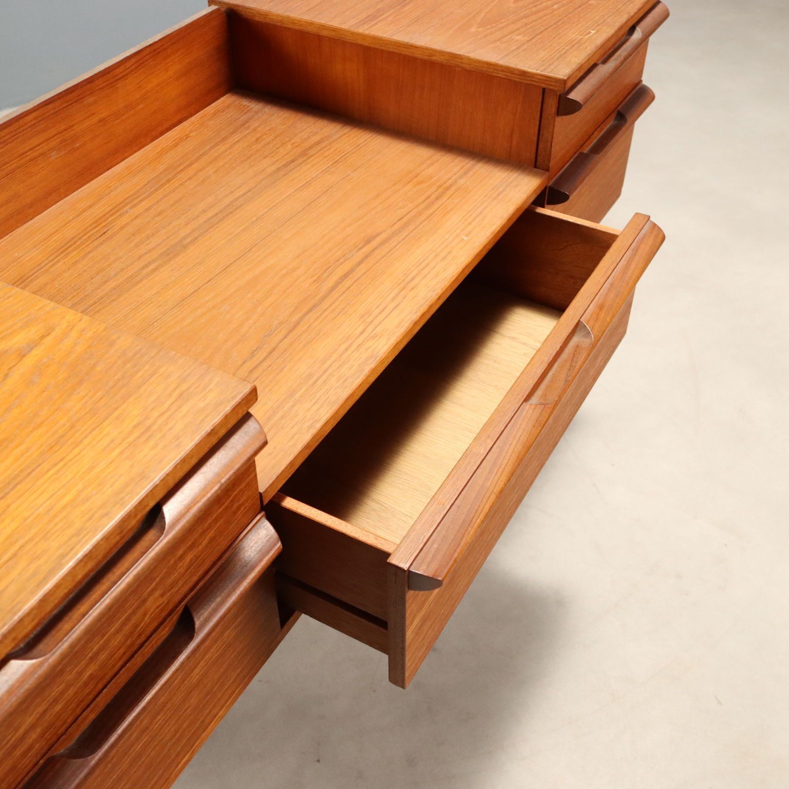 Vintage Vanity Table Teak With Drawers Design Italy 1960s photo vinterior