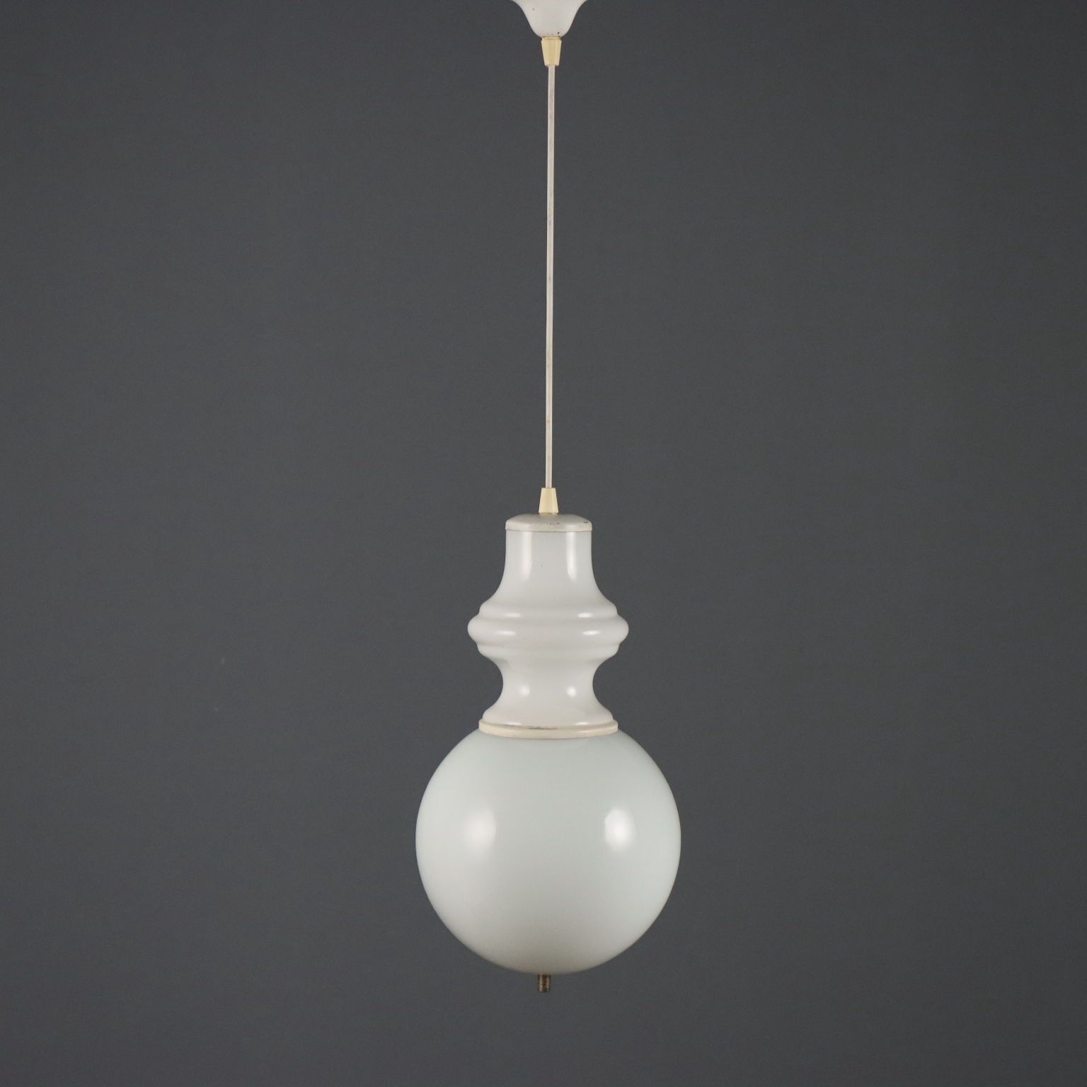 Vintage Chandelier Opaline Glass Design Italy 1960s photo 130.0