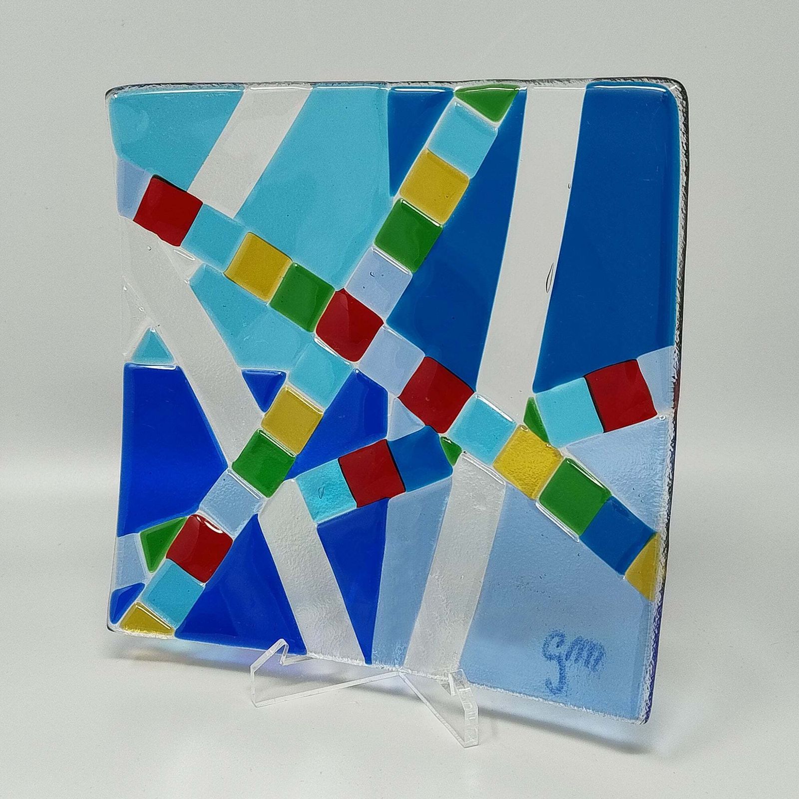 1970s Mid-Century Modern Geometrisch Murano Glas Vide Poche van Albatros, Gesigneerd Gm photo vintage