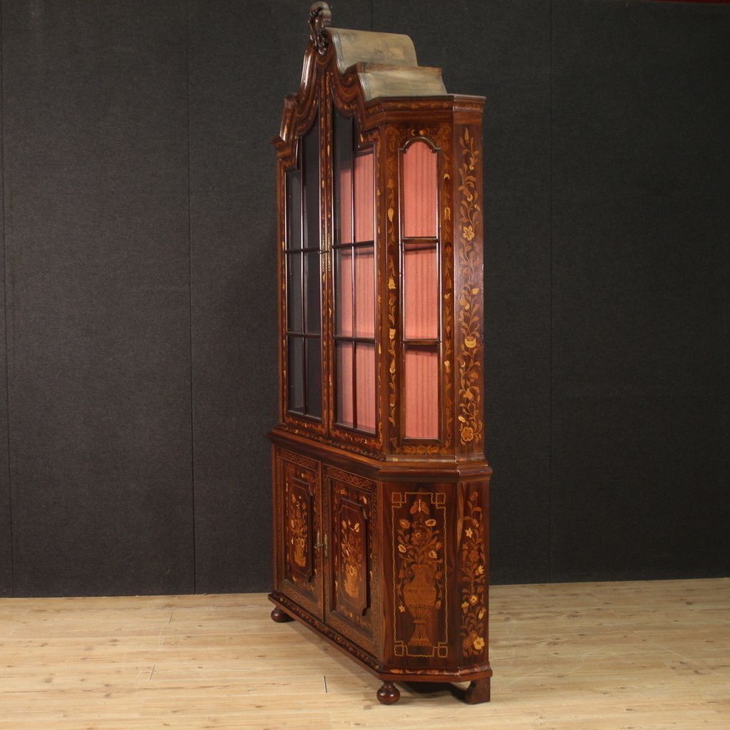 Elegant 20th Century Inlaid Display Cabinet photo vintage