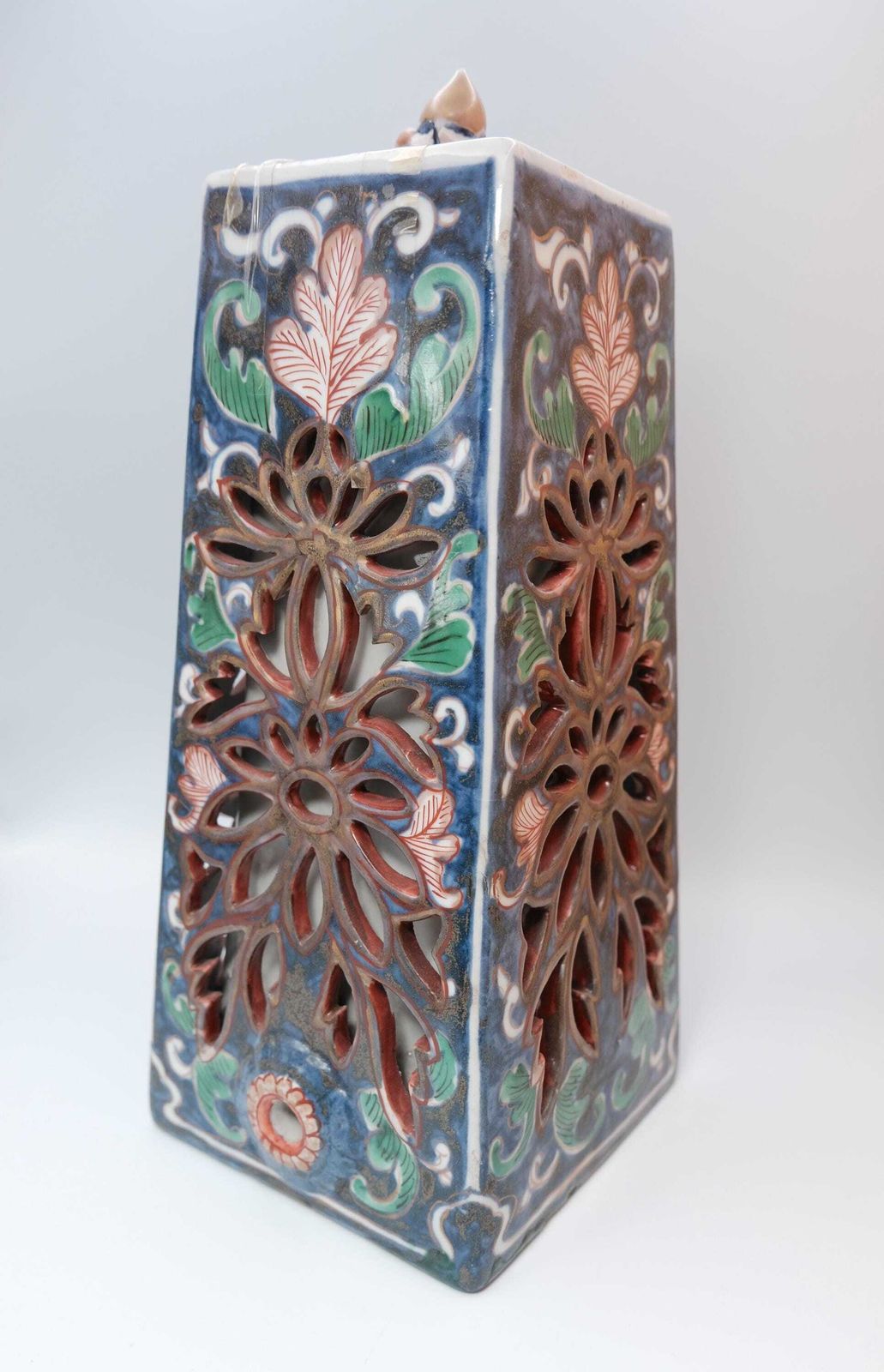 Pair Antique Japanese Porcelain Water Heaters, Reticulated Imari Palette, Pierced Floral Vases, Asian Ceramics Collector Decor photo buy