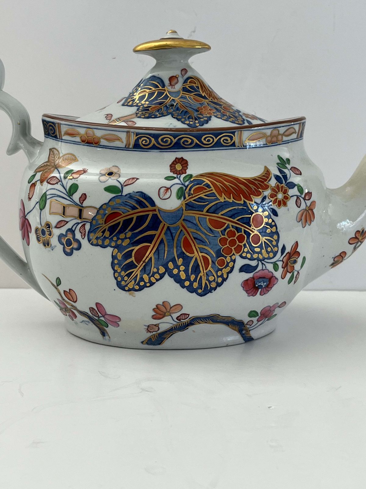 Antique Spode Teapot, Ironstone, Tobacco Leaf Pattern, Circa 1820 photo 440.0