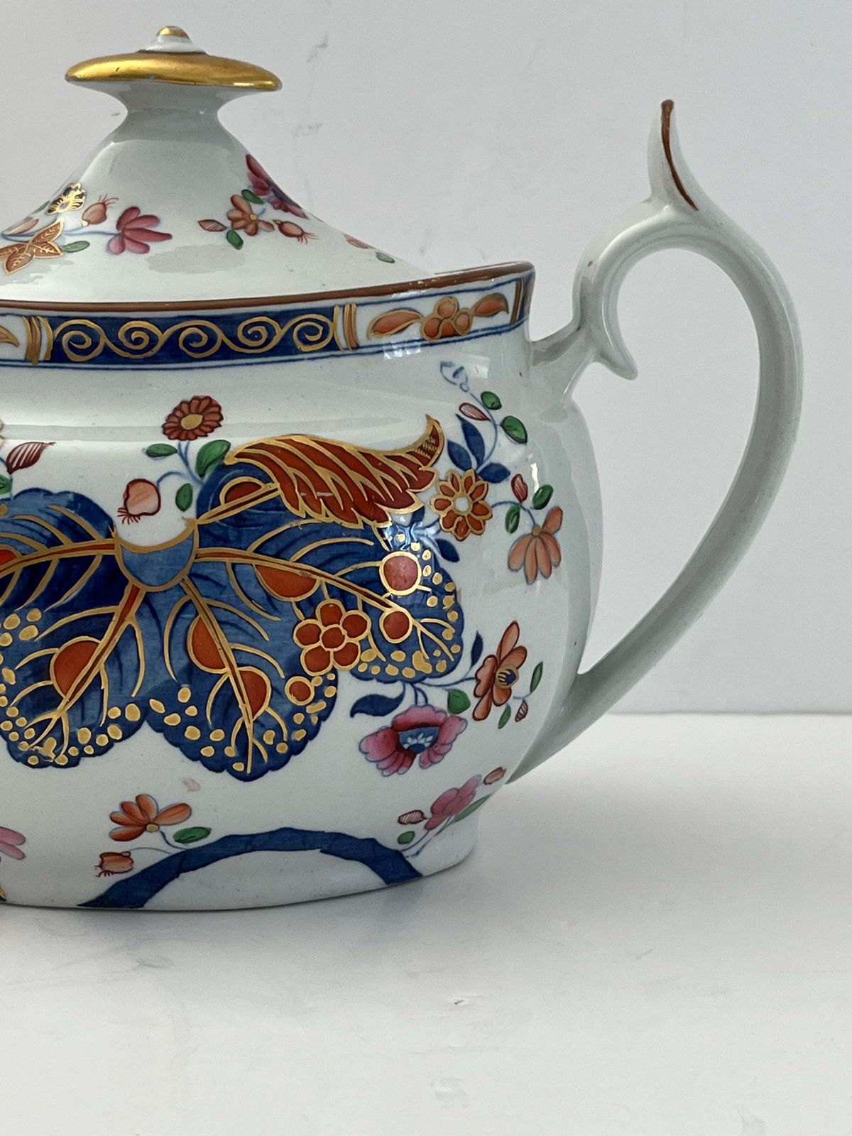 Antique Spode Teapot, Ironstone, Tobacco Leaf Pattern, Circa 1820 photo vinterior