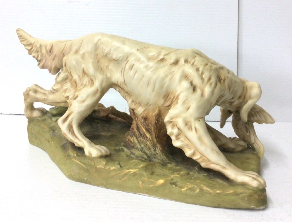 Antique Royal Dux Figure Of Hunting Dog With Game photo furniture