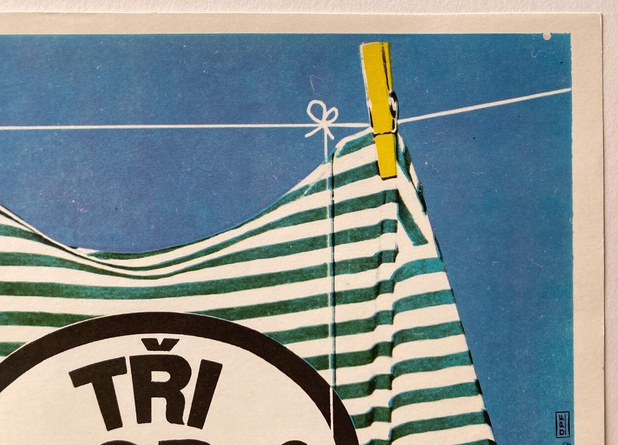Affiche de cinéma originale, Three From The Seaside, Dobroslav Foll, 1978, design tchèque vintage photo vinterior