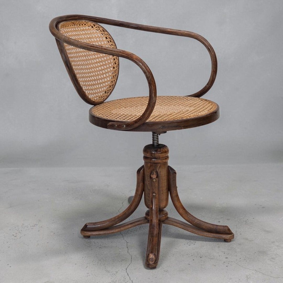 1950s, Swivel Armchair, Bent Wood, Furniture Mesh.