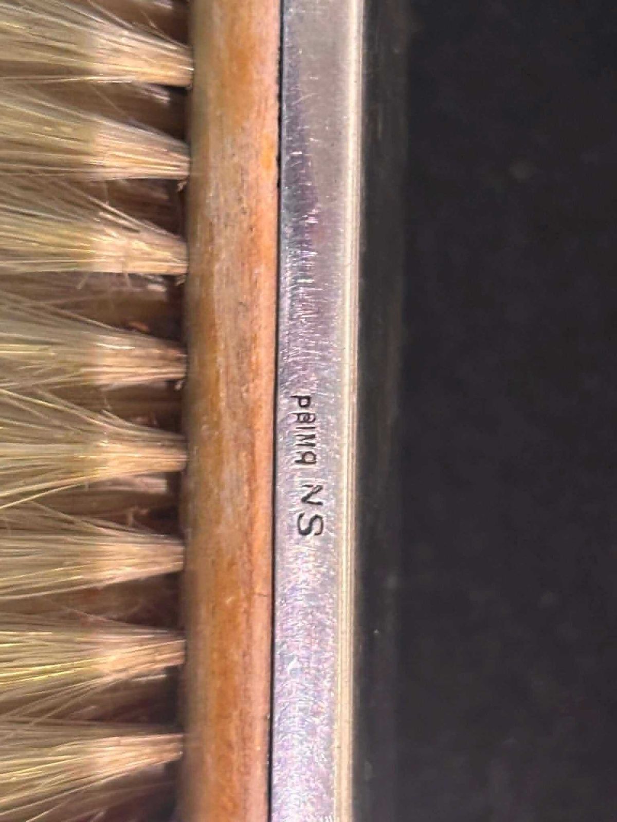 204.0 Brosse à vêtements et plateau Prima NS en métal argenté, années 1930, Suède, poils naturels, décor de coiffeuse Art déco scandinave photo