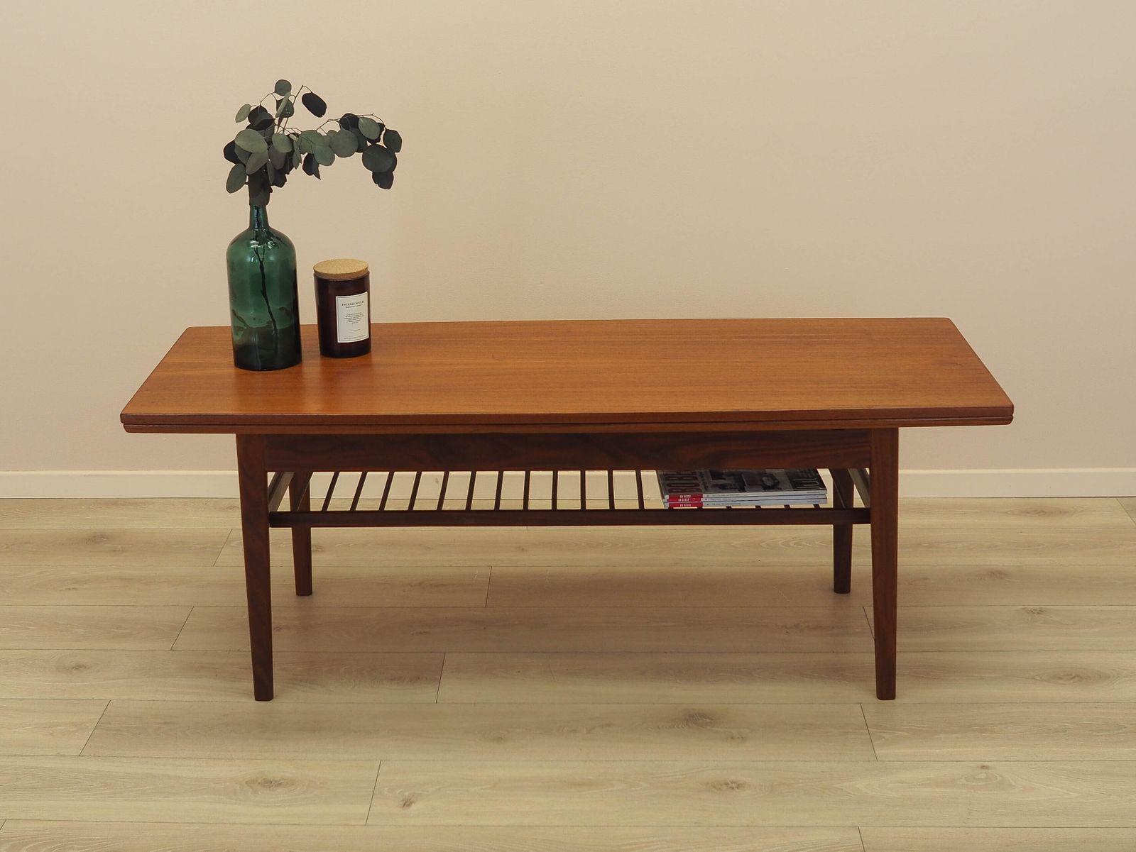 Deense teakhouten salontafel met lattenplank, jaren 1960 photo for sale