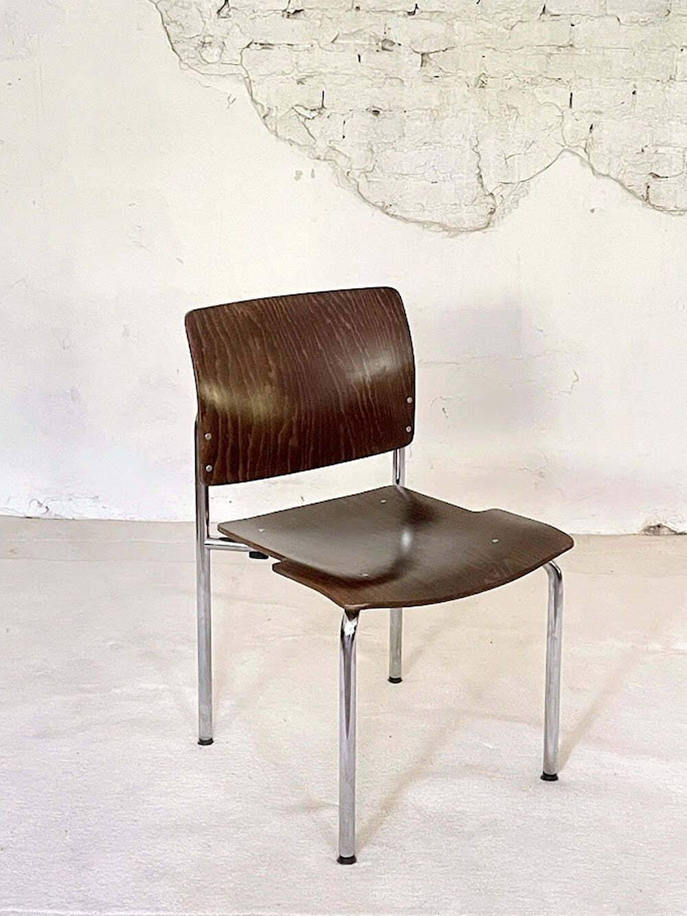Set van 4 vintage Kusch + Co stapelstoelen van multiplex en chroom, Duitsland, jaren 1970 photo buy