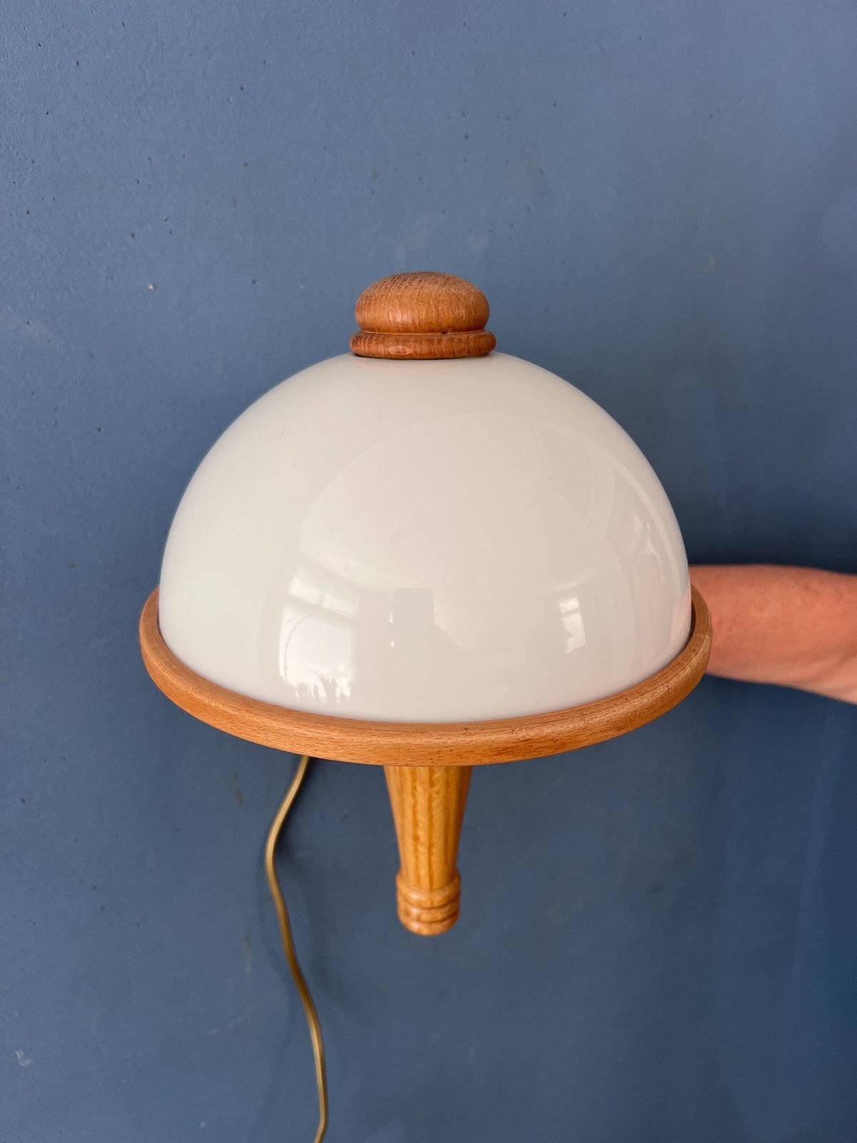 188.0 Vintage Steinhauer Wandlamp Mid-Century Verstelbare Houten Arm Plexiglas Lamp photo