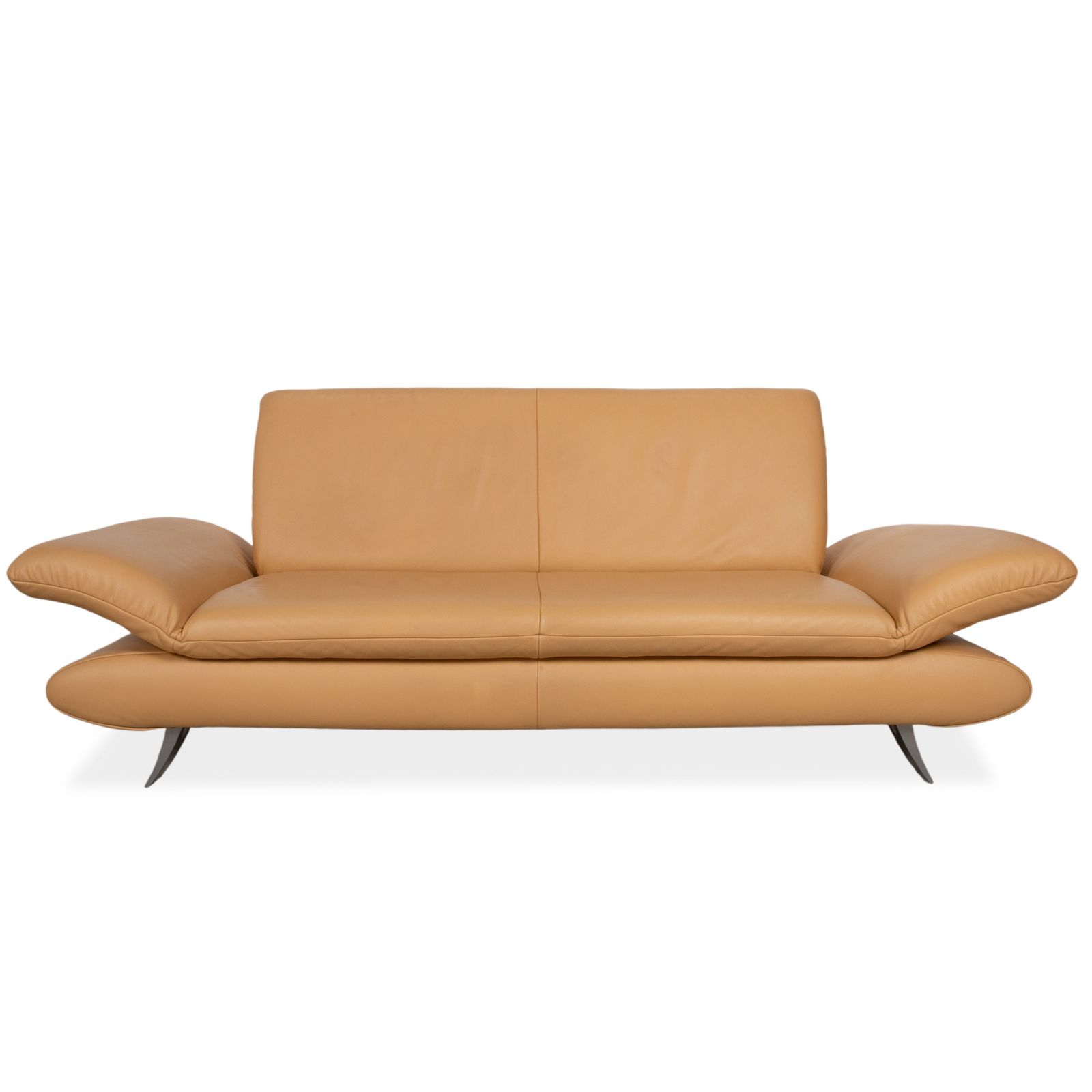 Canapé 2 places Koinor Rossini en cuir, abricot crème beige, fonction manuelle