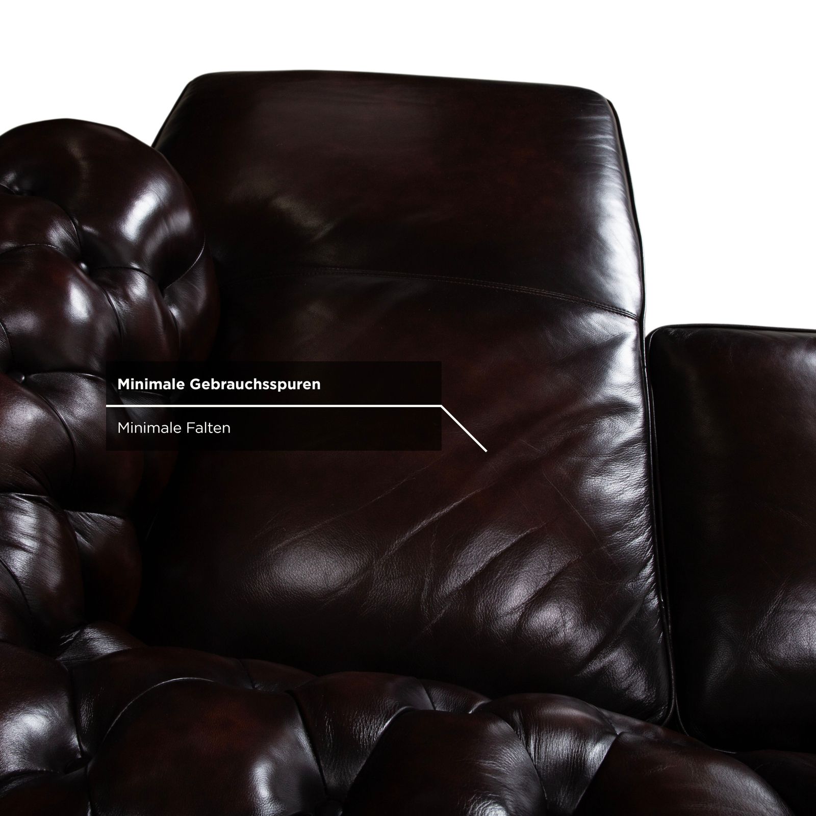 photo for sale Canapé d'angle Chesterfield en cuir brun châtaigne vintage