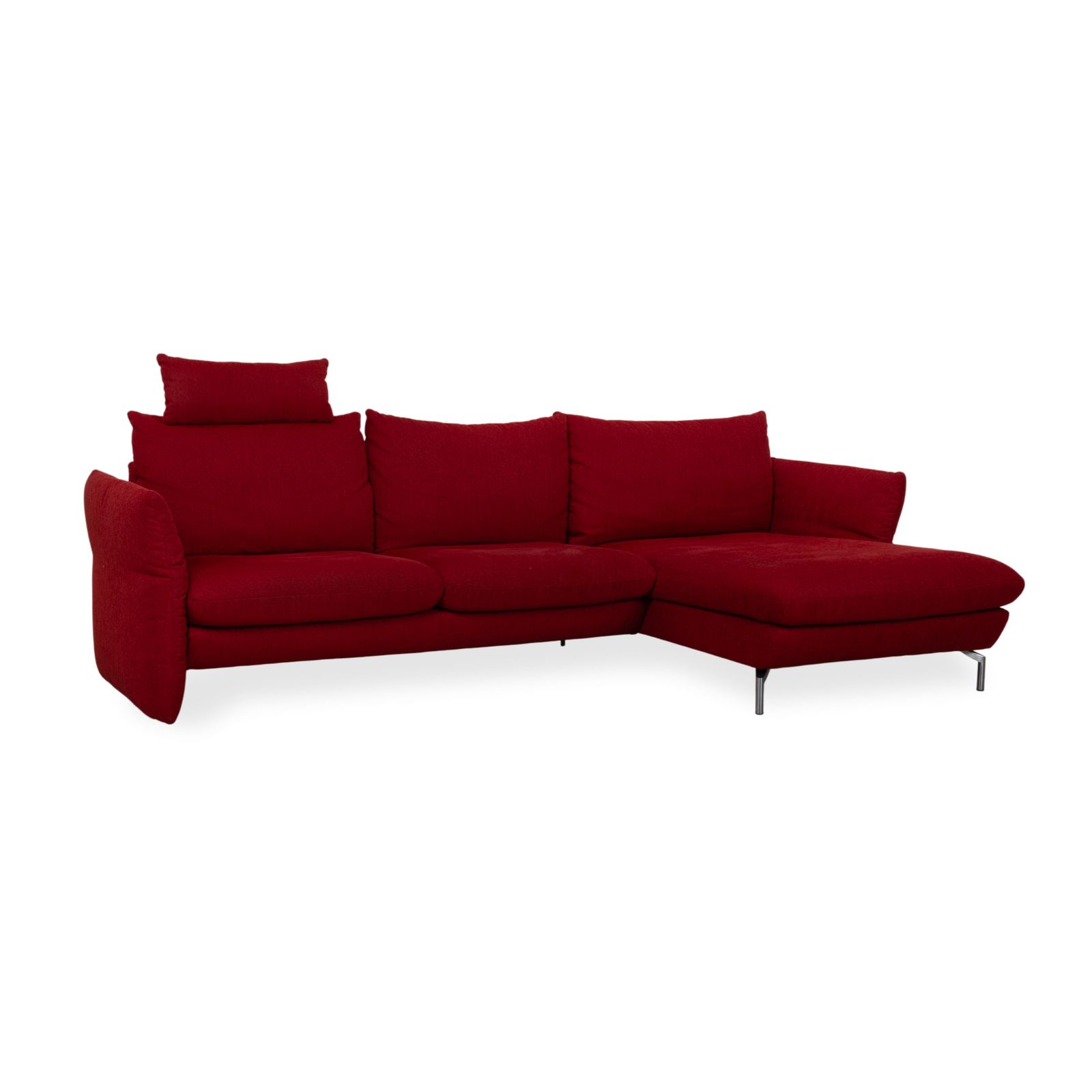 Canapé d'angle Mondo Loredo en tissu, rouge, fonction manuelle photo for sale