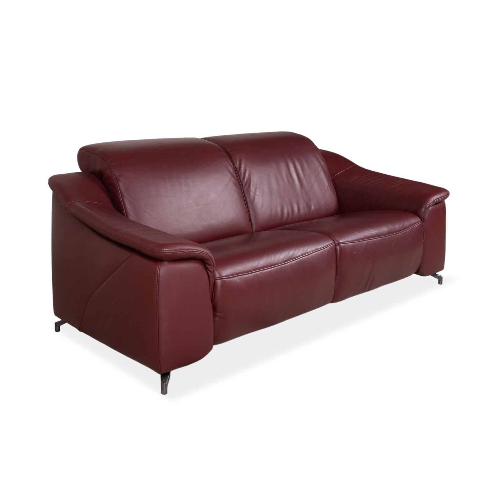 Himolla Three Seater Leather Sofa, Red Burgundy Couch photo for sale