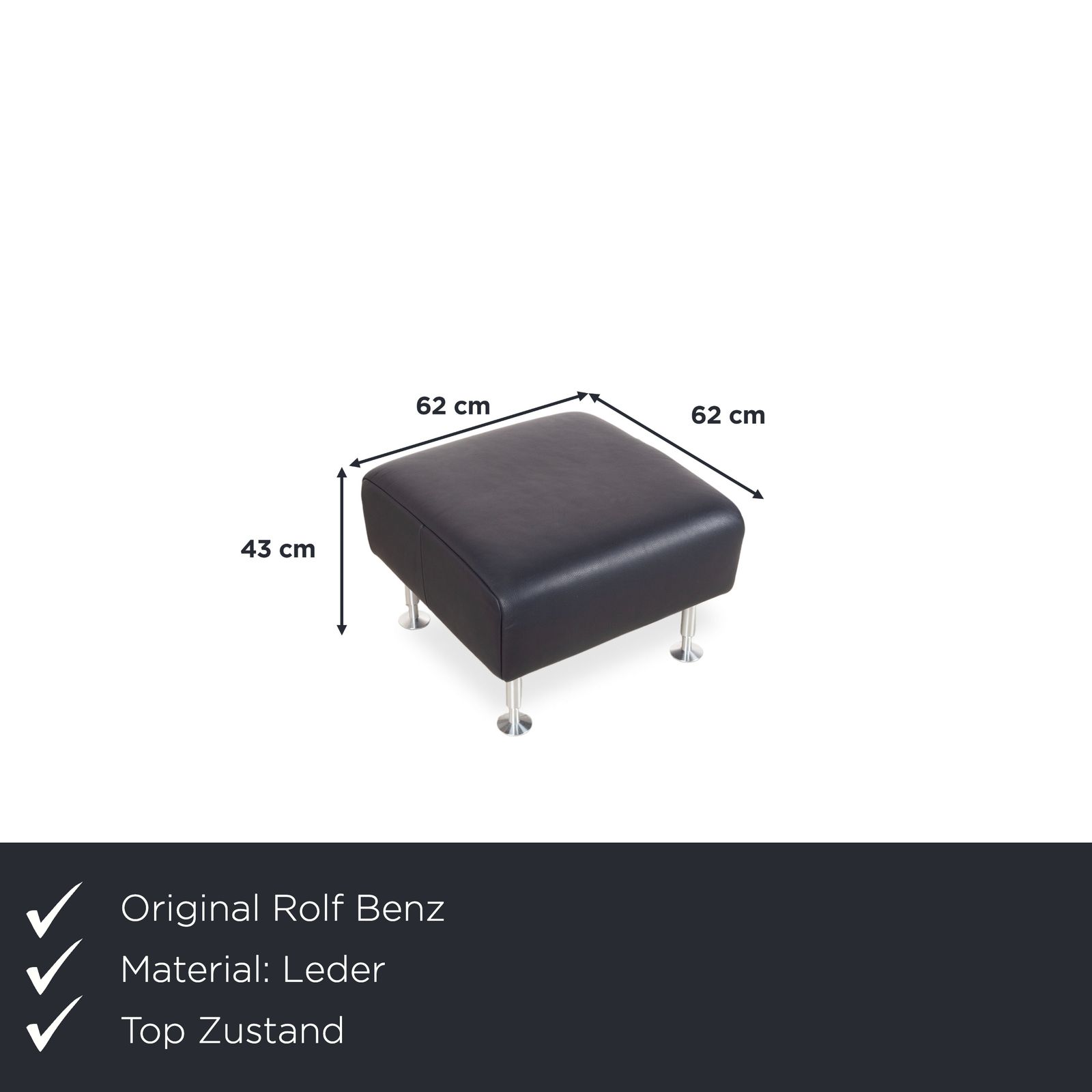 Pouf Rolf Benz 250 en cuir bleu marine photo furniture