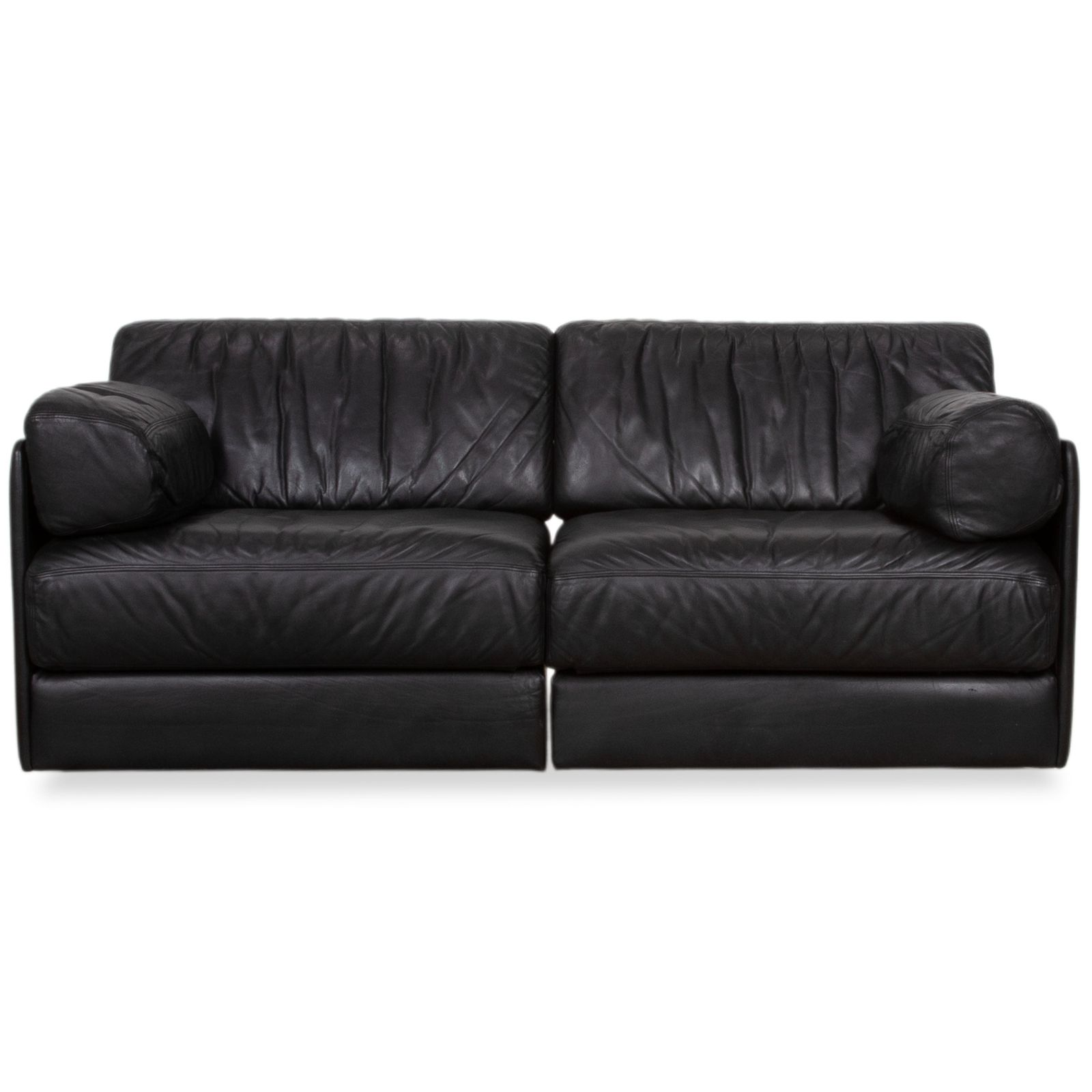De Sede DS-78 Leather Two Seater Black Sofa Manual Function Sleeping Function