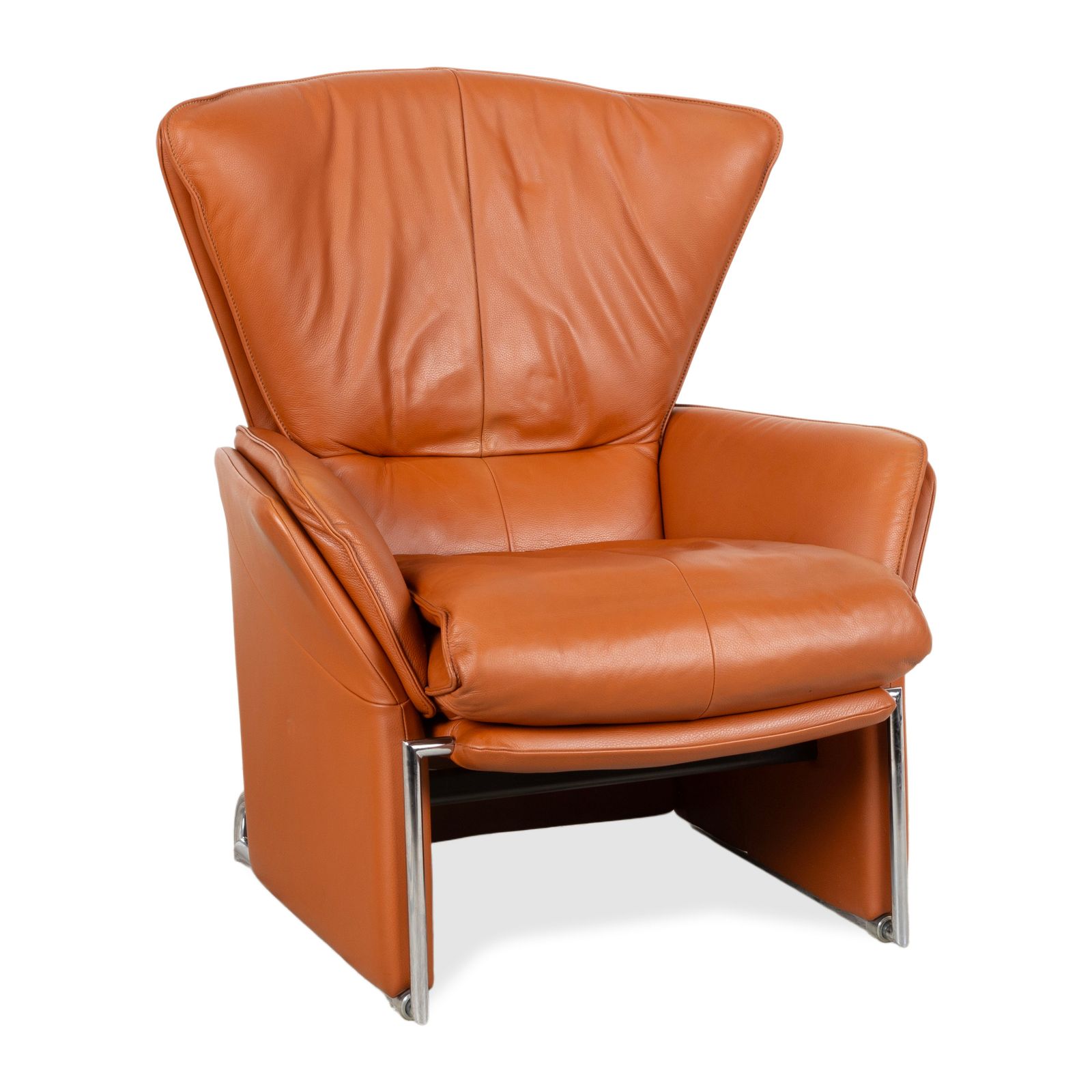 Fauteuil FSM Unus en cuir et chrome, cognac, fonction manuelle