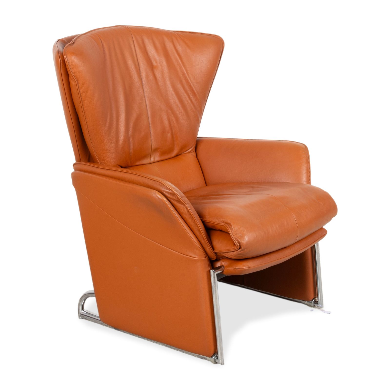Fsm Unus Leather Chrome Armchair Brown Cognac Manual Function photo for sale