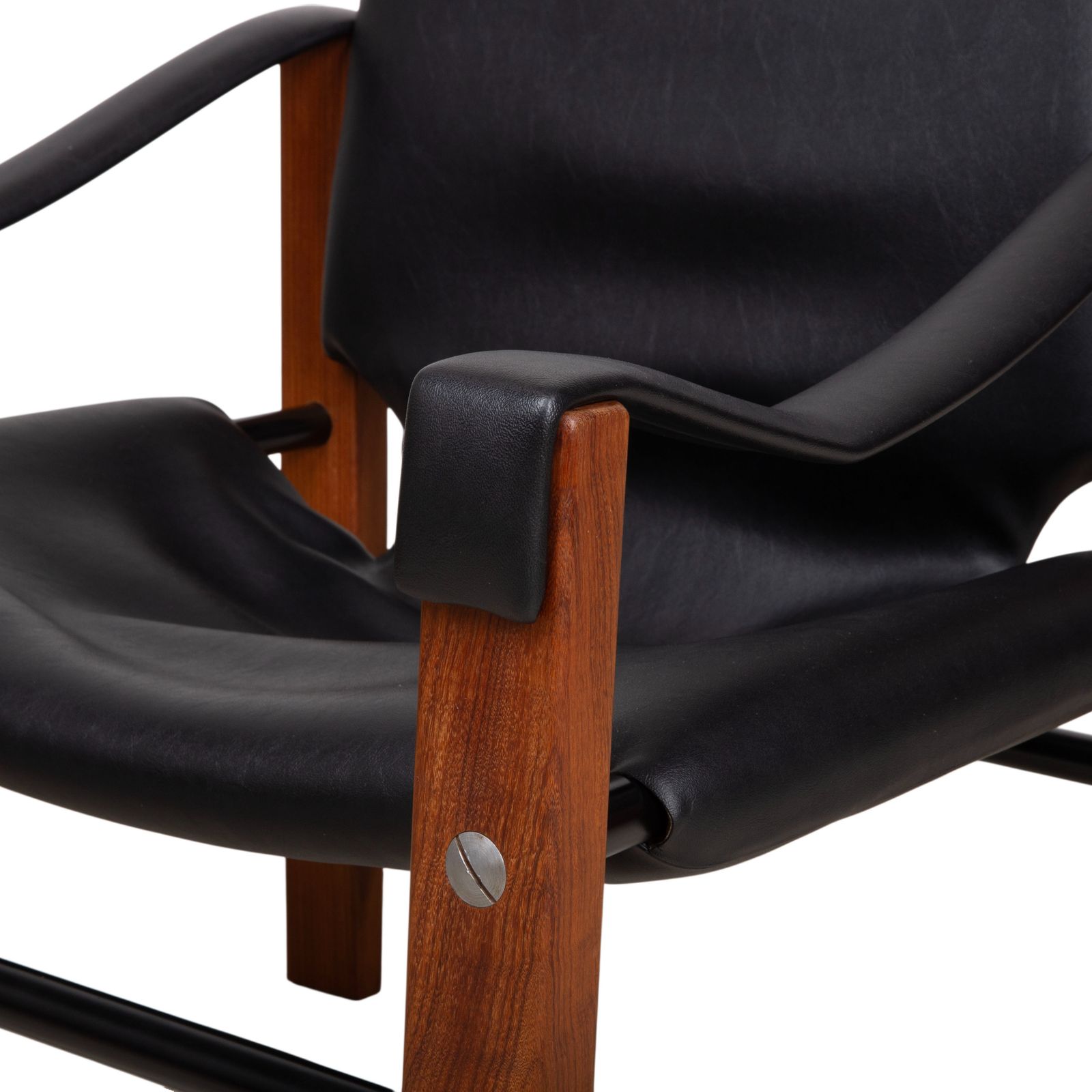 Arkana Safari Set Leather Wood 2x Armchairs Black By Maurice Burke Vintage photo Furniture