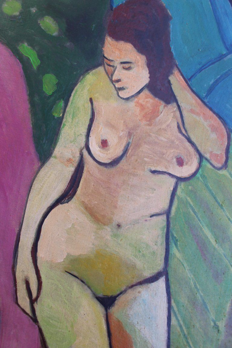 Naaktschilderij, olieverf op paneel, ca. jaren 1960 photo Kunst