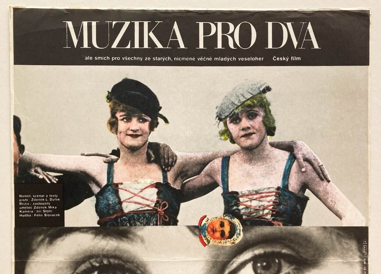 Affiche de cinéma originale, Music For Two, Milan Grygar, 1980, design tchèque vintage photo furniture