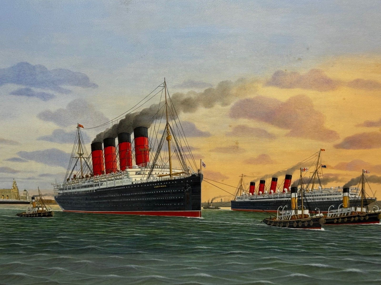 Sisters Of The Mersey Rms Lusitania & Rms Mauretania Marine Masterpiece Painting photo furniture