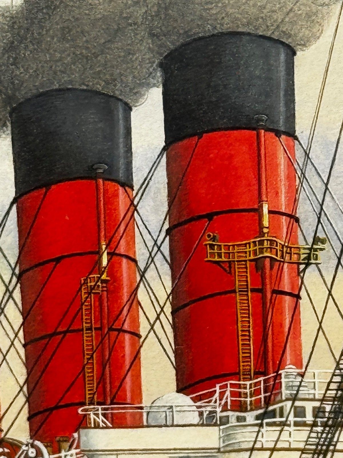 photo vintage Sisters Of The Mersey Rms Lusitania & Rms Mauretania Marine Masterpiece Painting