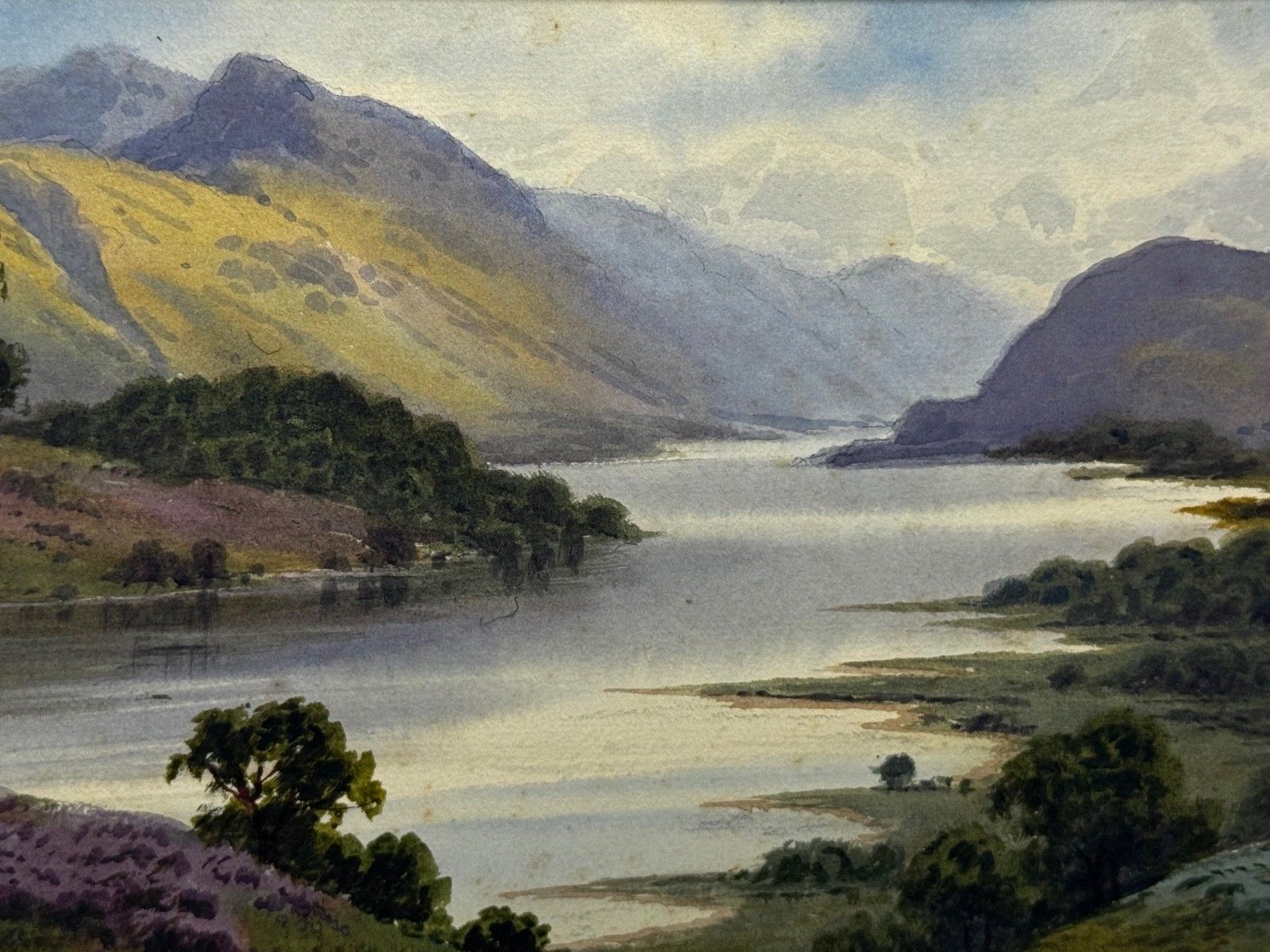 Schilderij van het Lake District, Thirlmere en Helvellyn, door Edward Horace Thompson, ca. 1925 photo vinterior