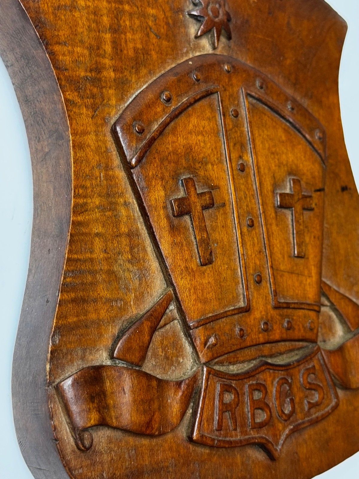 Arts & Crafts Revival Heraldisch Gesneden Wapenschild Rivington & Blackrod Grammar School photo vintage