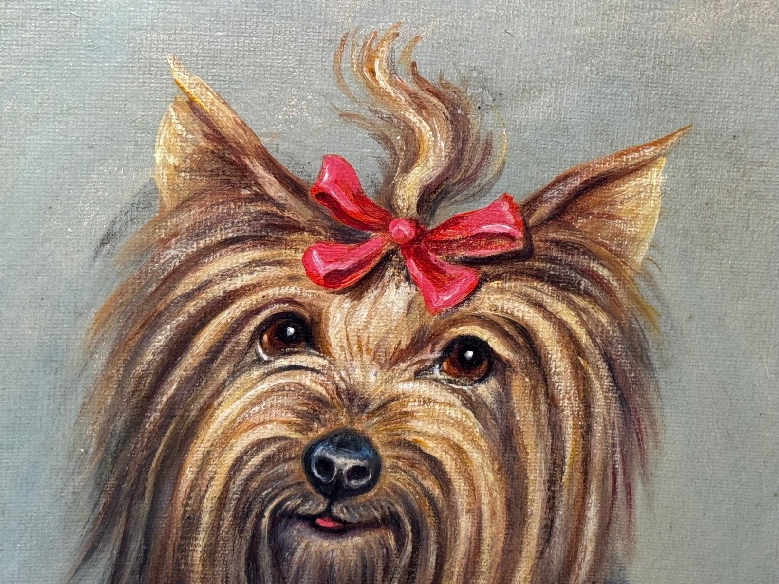 Olieverfschilderij Duchess, een Yorkshire Terrier, in de stijl van John Emms photo vintage