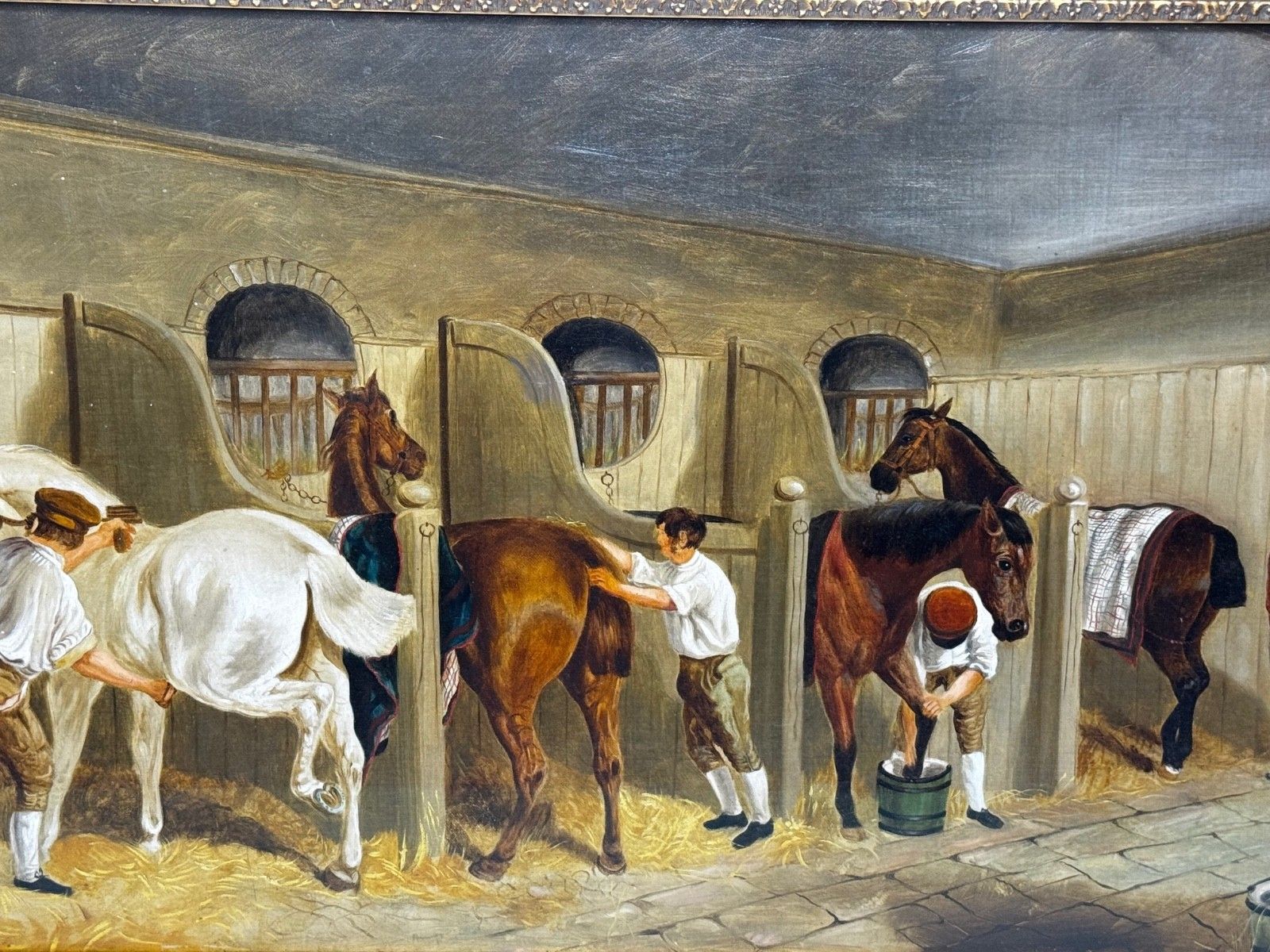 Victorian Oil Painting The Hunting Stud After John Frederick Herring Snr  C1900 photo for sale
